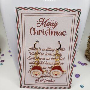 Hand Made Earrings Christmas Cute Santa